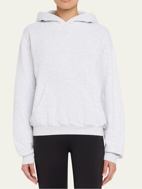 SKIMS Light Gray Cotton Fleece Pullover Hoodie $88 EUC